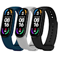 Miniatyrbillede 1 af 6: Udskiftningsrem Kompatibel med Xiaomi Mi Band 6/Mi Band 5, 3 stk. Justerbar Sportsrem i Silikone Sort + Grå + Midnatsblå