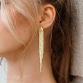Miniatyrbillede 2 af 5: Dame Guld Hypoallergeniske Øreringe Rustfrit Stål Stift Dame Fancy Lange Dinglende Øreringe