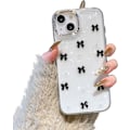 Miniatyrbild 1 av 5: Skal för iPhone 15 Plus, Bling Glitter 3D Rosett Telefonskal Sött Glittrigt Kristallklart Rosett Slim Mjukt Tåligt Skyddande Fodral Black iPhone 15 Plus