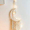 Miniatyrbild 2 av 5: Macrame Väggbonad med LED-ljus, Måne Drömfångare Vävd Gobeläng Bohemisk Heminredning Bröllopsfest Ornament Hantverkspresenter