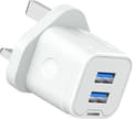 iPhone USB-plugg, Dobbel USB-laderpluggadapter UK 3-pinners strømlader med dobbel port