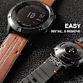 Miniatyrbillede 2 af 3: Til Garmin Fenix 7/Fenix 6/Fenix 5/EPIX 2 Urrem, Quick Fit 22mm Blødt Ægte Læder med Svedtæt Silikone Armbåndsrem