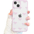 Pikkukuva 5 / 5: Kotelo iPhone 14 Plus -puhelimelle, Kirkas Söpö Rusettinauha Kuvio Estetiikka Läpinäkyvä Puhelinkotelo Korotettu Kameran Suojus Tytöille - Pinkki iPhone 14PLUS