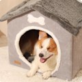 Miniatyrbilde 2 av 5: Sammenleggbart Hundehus Kennel Seng | Lukket Varm Plysj Sovende Rede Seng med Avtakbar Pute | Plysj Kjæledyrhus Hund Katt Kennel