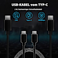 Miniatyrbillede 2 af 5: 45W USBC Hurtigoplader Android Telefonoplader med Type-C Kabel til Samsung Galaxy S24 S23 S22 S21 Ultra/ A53 A54/A73/note/iphone15/ipad 2PC,black 2m data cable
