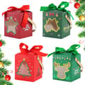 Presentförpackning, 4 Delar Julpresentförpackning Set, Små Presentaskar, Julgodislåda, Presentaskar i Kartong för Jul, Fest, Presentdekoration