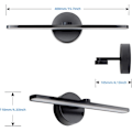 Miniatyrbillede 3 af 4: LED Badeværelses Vanity Belysningsarmaturer, 50CM Vægmonterede Lysarmaturer, 14W 3000K Mat Sort IP44 Make-up Spejllampe