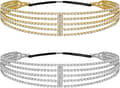 2-pack flerlagrade elastiska pannband för kvinnor, justerbara brudhuvudbonader med strass