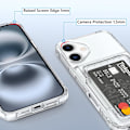 Miniatyrbild 4 av 5: iPhone 16 Skal med Kortfack Transparent Plånboksfodral 2-Kortsfack Mjuk TPU+Hård PC Stötskyddande Skal, Transparent