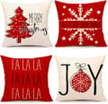 Emotion Röda Julkuddöverdrag 45*45cm, Set med 4 Juldekorationer, Vinter Semester Dekor Kuddöverdrag för Hem Soffa