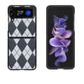 Geometriskt rombfodral kompatibelt med Samsung Galaxy Z Flip 4, PC-ram & Stötsäkert skydd i PU-läder