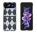 Pikkukuva 1 / 5: Geometrinen vinoneliökuori, yhteensopiva Samsung Galaxy Z Flip 4:n kanssa, PC-kehys ja PU-nahkainen iskunkestävä suojus