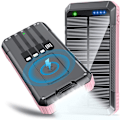 Miniatyrbillede 1 af 5: Solar Power Bank Trådløs Oplader 33800mAh Pink
