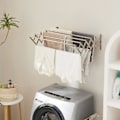 Miniatyrbilde 2 av 4: Sammenleggbart klesstativ, veggmontert klesstang, uttrekkbar håndkleholder, håndklestativ for bad, utvidbart tørkestativ for klær innendørs