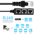 Miniatyrbillede 3 af 5: RJ45 Ethernet Splitter Kabel, RJ45 Han til 3 Hun Splitter Ethernet LAN Netværksforlængerkabel Adapter