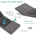 Miniatyrbilde 3 av 5: Sammenleggbart Bluetooth-tastatur, bærbar mini trådløst BT-tastatur i lommeformat med berøringsplate for Android, Windows, PC, nettbrett