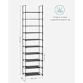 Miniatyrbillede 2 af 5: Skohylde, 10 Hylder, Skoopbevaring, Smal, 28 x 45 x 173 cm, Metalramme, Sort