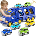 Miniatyrbild 1 av 5: 7 i 1 lastbil friktionsdrivna leksaksbil, brandbil leksaker byggarbetsplats lastbilsleksaker polisbilar leksaker för småbarn, födelsedagspresenter till barn