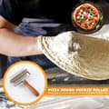 Miniatyrbillede 2 af 5: Dejdocker i rustfrit stål, tidsbesparende pizzadejsrulle med træhåndtag, pizzahjul