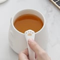 Miniatyrbild 5 av 5: - Kawaii Kattkopp 450ml - Kattkopp med Lock & Sked - Vit & Guld Keramiska Färger - Te Kaffe Infusionskopp