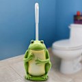 Miniatyrbillede 2 af 5: Kompakt toiletbørste badeværelse nyhed toiletbørsteholder tegneserie frø harpiks toiletbørstesæt Style 4