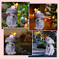 Miniatyrbilde 3 av 5: Kanin Sommerfugl Solcelle Hage Statue, Dyre Utendørs Skulptur Sol Lampe, Perfekt Hjem Gårdshage Balkong Figur Lys Dekor