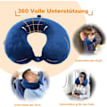 Miniatyrbillede 3 af 5: U-formet Rejsepude i Memory Foam, Super Let og Bærbar, Fantastisk til Flysæde, Bil (Blå)
