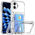 Pikkukuva 2 / 5: iPhone 16 Plus -kotelo korttipaikalla, läpinäkyvä lompakkokotelo, 2 korttipaikkaa, pehmeä TPU+kova PC-puskuri, iskunkestävä kotelo, läpinäkyvä