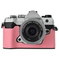 För Olympus OM-5 Kameraväska Batteriöppning Handflatstruktur PU Läder Halvkropp Botten Skydd - Rosa