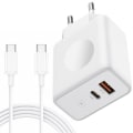 Miniatyrbillede 1 af 4: 30W 2-ports hurtigoplader - PD 20W + QC 3.0 med 1M USB-C-kabel til Redmi 9A 9C 9T 9 10 10C 10A 11A - Hvid