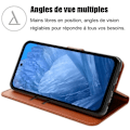 Miniatyrbild 2 av 4: Fodral för Google Pixel 8a, Anti-skrapkortshållare 360 graders skydd Lädereffekt Brun