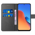 Miniatyrbillede 3 af 4: Etui til Xiaomi Redmi 12 4G-5G (ikke til Redmi Note 12) + 2 hærdede briller - Anti-ridse PU Læder Flip Cover - Sort
