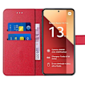Miniatyrbillede 3 af 4: Coque - Xiaomi - Redmi Note 13 4G - PU læder - Sort-Marineblå - 2 hærdede glas Svart-marinblå