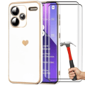 Miniatyrbillede 1 af 4: Coque - Xiaomi - Redmi Note 13 Pro+ 5G - Stødabsorberende TPU - Motif Kærlighed Hjerte - 2 Hærdet Glas Vit