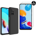 Miniatyrbild 1 av 4: Svart skyddsfodral och 2 skyddsfilmer av härdat glas för Xiaomi Redmi note 11 - note 11S [Toproduits®] Svart