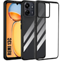 Miniatyrbillede 1 af 4: Etui til Xiaomi Redmi 13C, sort semi-stivt anti-ridse etui med mat gennemsigtig bagside