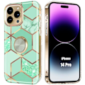 Miniatyrbillede 1 af 4: Beskytteretui - E.F.CONNECTION - til iPhone 14 Pro - Silikone - Turkis - Roterende 360° ringstøtte Turkos