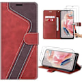 Miniatyrbild 1 av 4: Coque + 2 Tåliga Glas - E.F.CONNECTION - Xiaomi Redmi Note 12 4G - Röd - Semi-rigida - Syntetläder Rödbrun