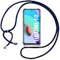 Miniatyrbild 1 av 4: Fodral för Redmi 10 (6,5") Stötsäkert skydd Förstärkta hörn Tunn Transparent TPU med dragsko Marinblå Transparent-marinblå