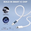 Miniatyrbild 3 av 4: 2x snabb USB-C till USB-C-kabel 65W 6A för Samsung Galaxy A16 A15 A14 A55 A53 A35 A25 A36 A05s - Vit 1M Vit