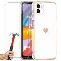 Miniatyrbillede 1 af 4: TPU etui til Xiaomi Redmi A2 hvidt hjertemønster + 2 hærdede briller stødsikker beskyttelse