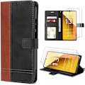 Miniatyrbillede 1 af 4: Coque + 2 Våde Glas - E.F.Connection - Redmi Note 13 5G - Bicolor PU Læder Etui - Fleksibel - Magnetisk Brun svart