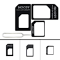 Miniatyrbillede 4 af 4: Nano Sim Card Adapter 4 i 1 Micro iPhone HTC SAMSUNG Noosy sort