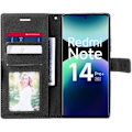 Miniatyrbillede 3 af 6: Coque + 2 Tempere Glass til Xiaomi Redmi Note 14 Pro Plus 5G / Redmi Note 14 Pro+ 5G, Anti-Ridser PU Læder Sort Svart