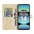 Miniatyrbild 3 av 6: Coque för Xiaomi Redmi Note 14 4G (inte för 5G) Skydd Flip Sintetiskt Läder Guld Blomster Mönster Fjäril gyllene