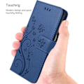 Miniatyrbillede 4 af 6: Coque + 2 Gläser med Stødabsorberende Blå Marine Motif Butterfly til Xiaomi Redmi 14C, Ridsebeskyttelse i Syntetisk Læder marinblå