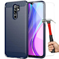 Miniatyrbillede 1 af 4: Etui til Redmi 9 (6,53") hærdet glas inkluderet Klassisk mønster Stål Funktioner Forstærket beskyttelse TPU Design Marineblå marinblå