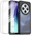 Miniatyrbillede 1 af 4: Etui + 2 hærdede briller til Xiaomi Redmi 14C, gennemsigtig stødsikker beskyttelse med sort silikonekant Transparent, svart