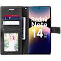 Miniatyrbillede 3 af 6: Coque + 2 Beskyttelsesglas til Xiaomi Redmi Note 14 Pro 5G (ikke til 4G) Anti-Ridser Beskyttelse Syntetisk Læder Sort Svart