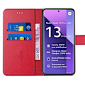 Miniatyrbild 3 av 4: Fodral + 2 härdade glasögon för Xiaomi Redmi Note 13 Pro+ 5G - Note 13 Pro Plus 5G, stötsäker i konstläder och TPU, röd